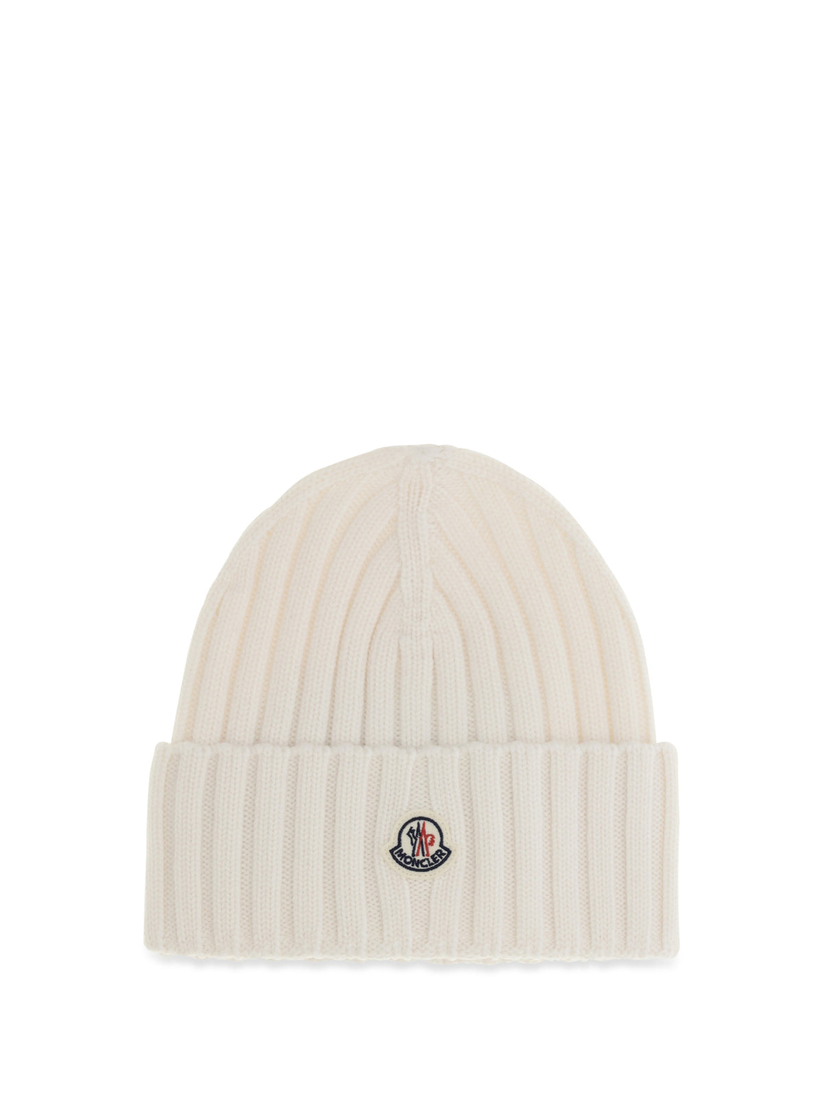 Moncler Wool Beanie with logo - White