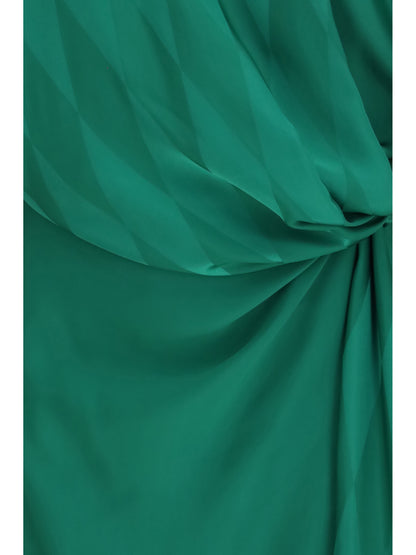 Versace Midi silk Dress with twist detail - Emerald
