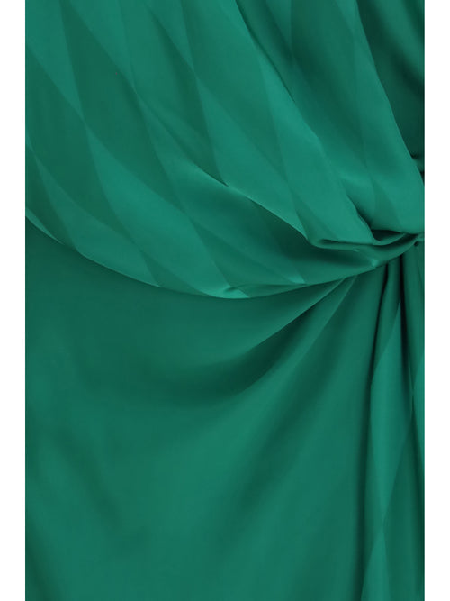 Versace Midi silk Dress with twist detail - Emerald