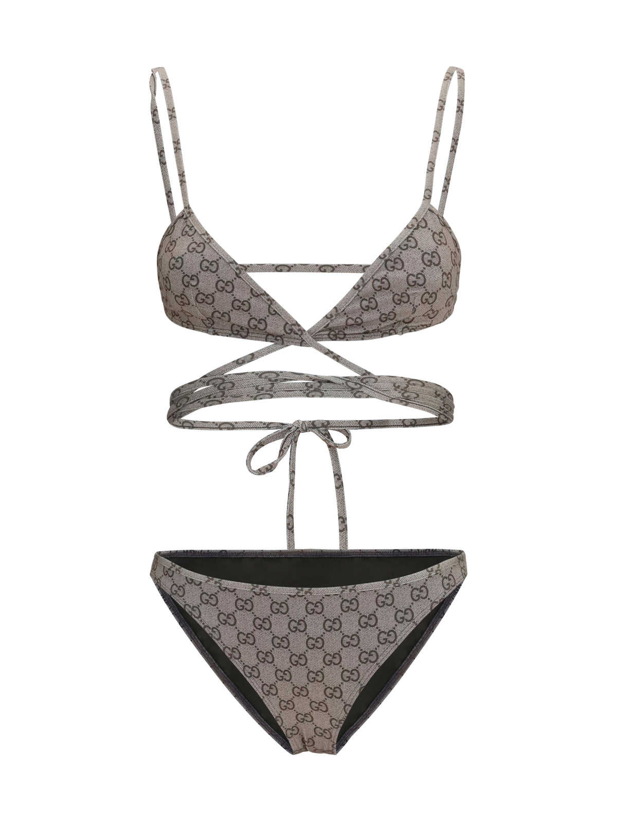 Gucci Printed stretch jersey bikini - Beige Ebony