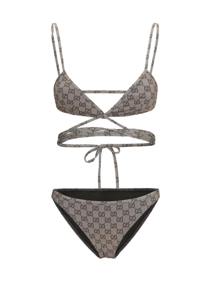 Gucci Printed stretch jersey bikini - Beige Ebony