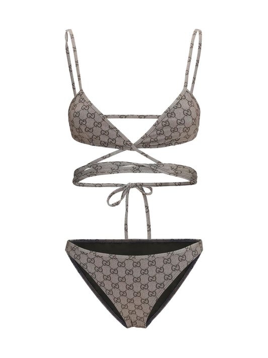 Gucci Printed stretch jersey bikini - Beige Ebony