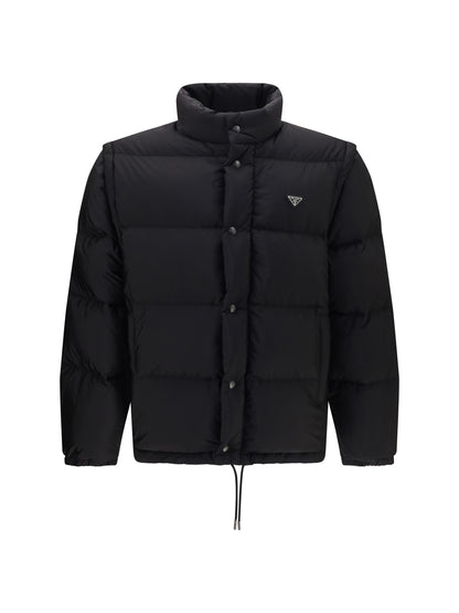 Prada Puffer Jacket Re-Nylon with Triangle Logo - Black