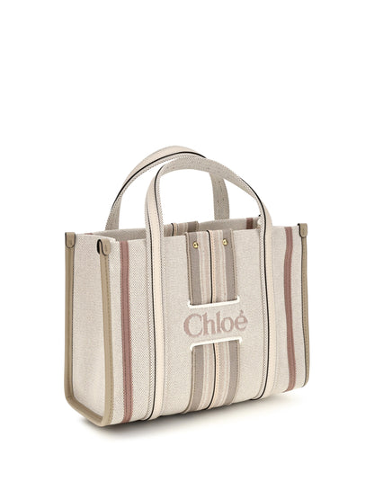 Chloé Small Woody Loop canvas Tote Bag - Nude