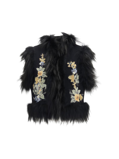 Fendi GILET PANNO + FLORAL - Black