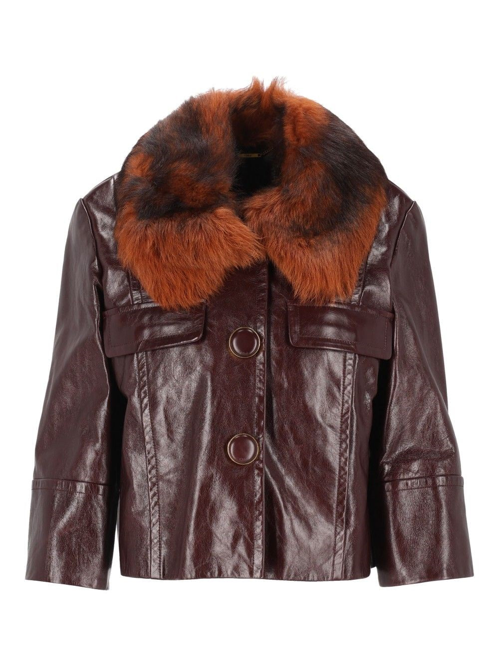 Chloe' Short Leather Jacket - Viola