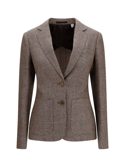 Burberry Single-breasted wool and linen Blazer - Soap Beige/Brown Chk