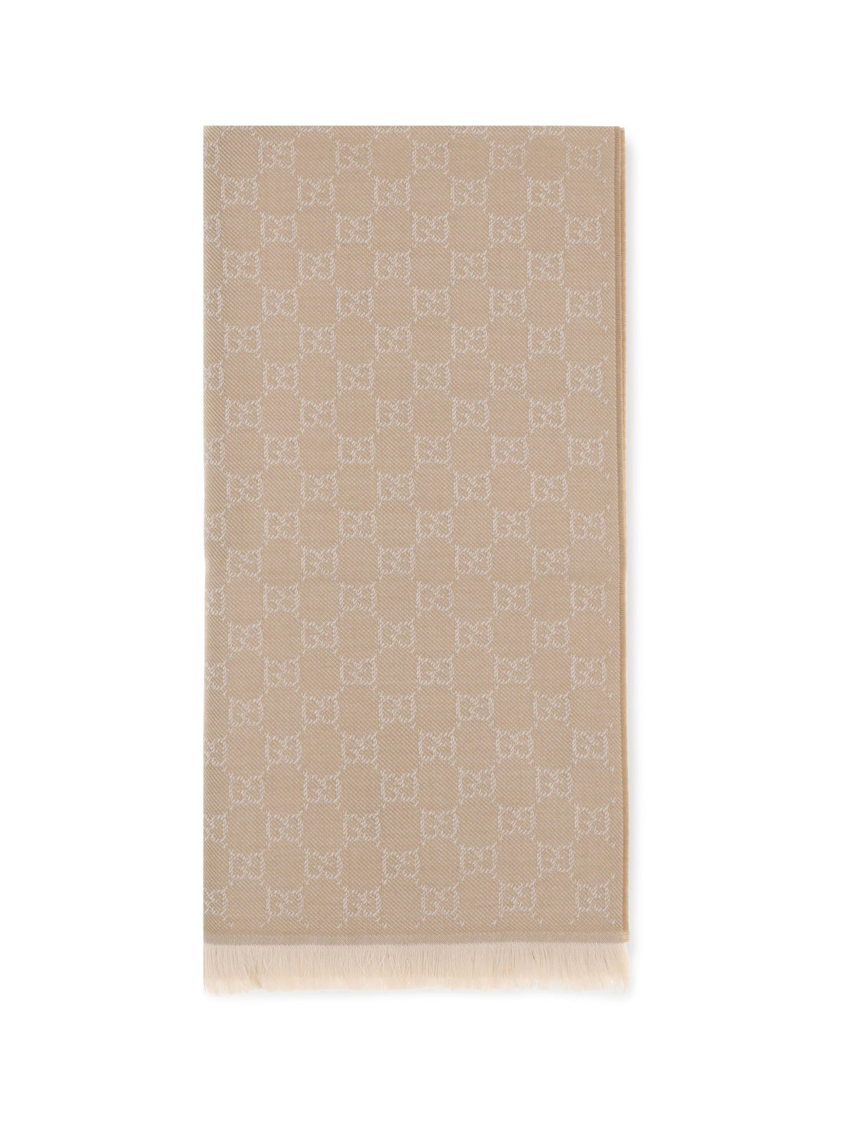 Gucci GG Supreme embroidered wool Scarf - Camel/Ivory
