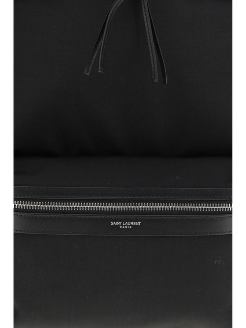 Saint Laurent City Backpack in leather and nylon - Black/Black/Black/Black