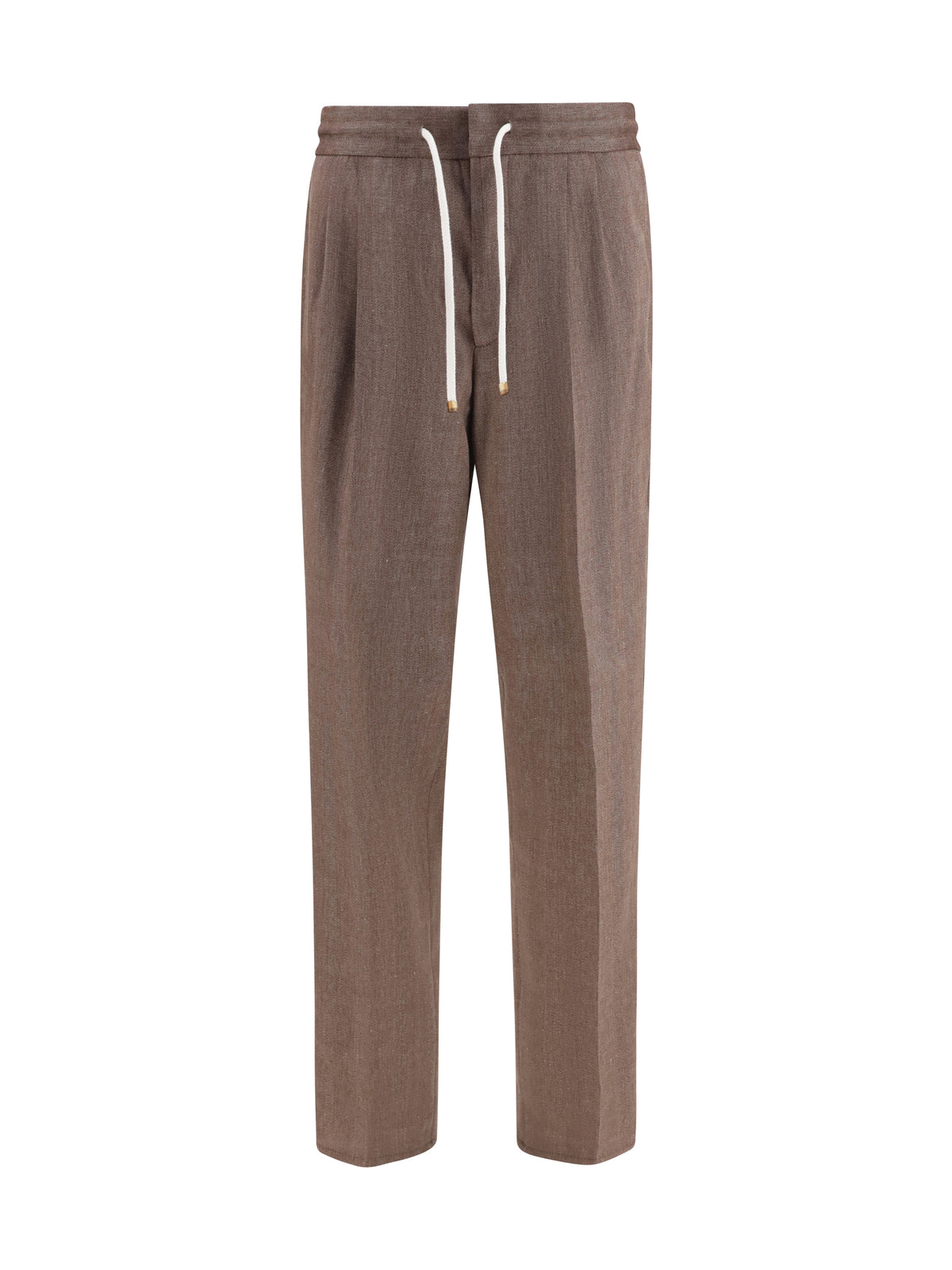 Brunello Cucinelli Herringbone linen and wool Pants - Hazelnut