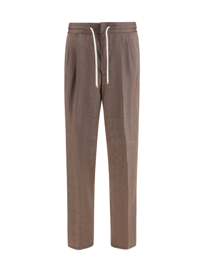 Brunello Cucinelli Herringbone linen and wool Pants - Hazelnut