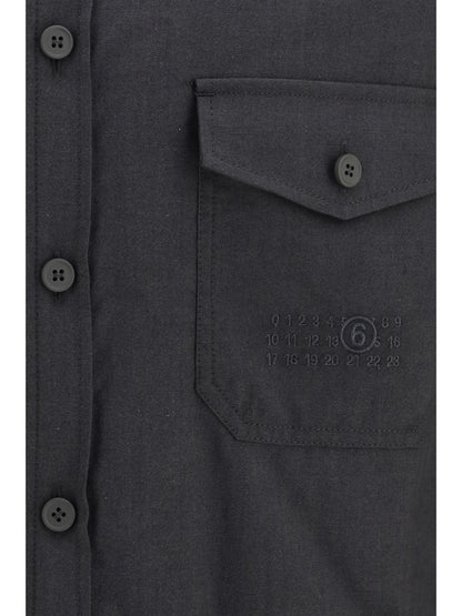 MM6 Maison Margiela Wool-blend Shirt - Anthracite/Black