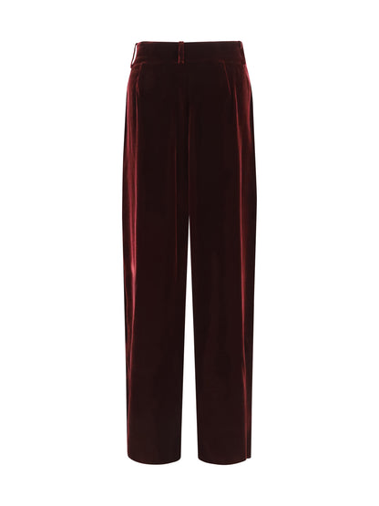 Giorgio Armani Wide leg Pants with double pleats in viscose and silk velvet - Rhododendron