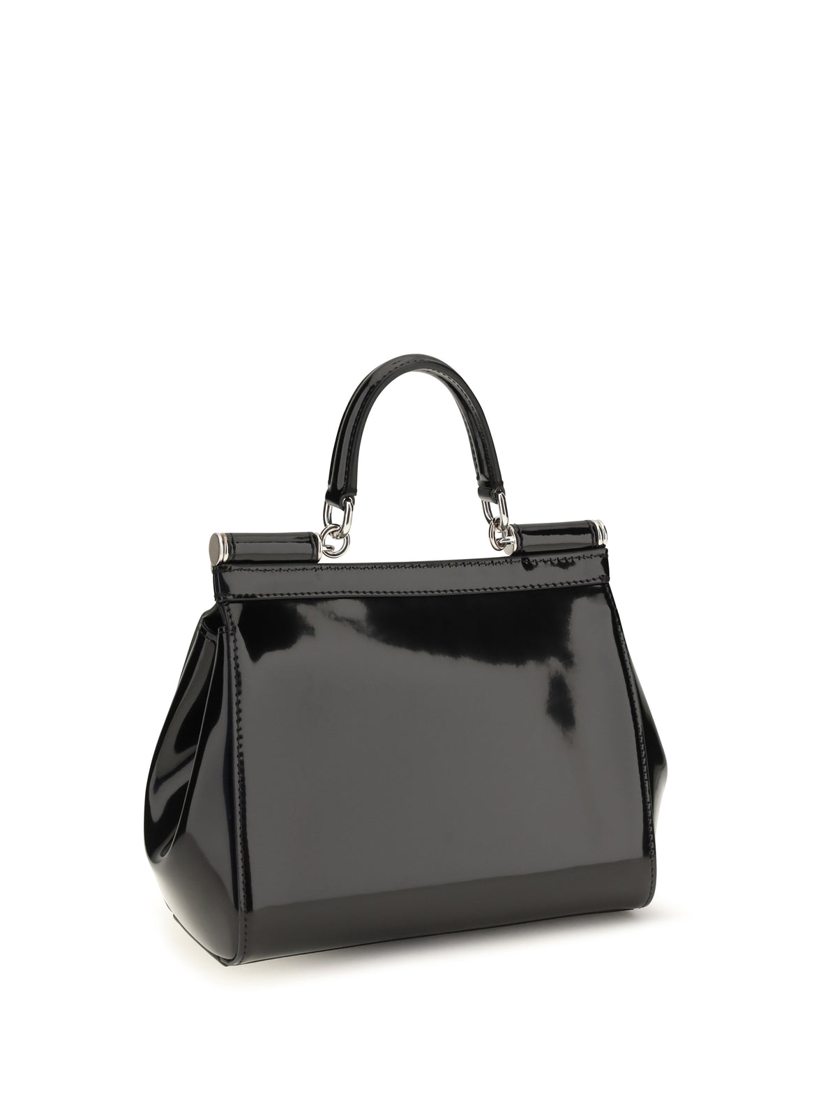 Dolce & Gabbana Small Sicily glossy calfskin Handbag - Black