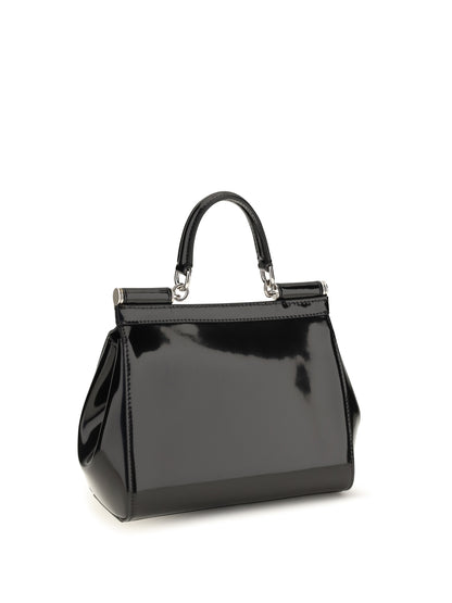 Dolce & Gabbana Small Sicily glossy calfskin Handbag - Black