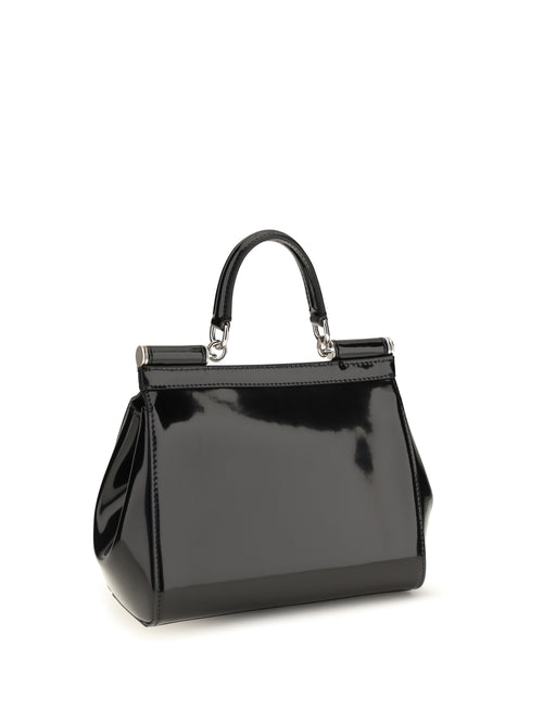 Dolce & Gabbana Small Sicily glossy calfskin Handbag - Black