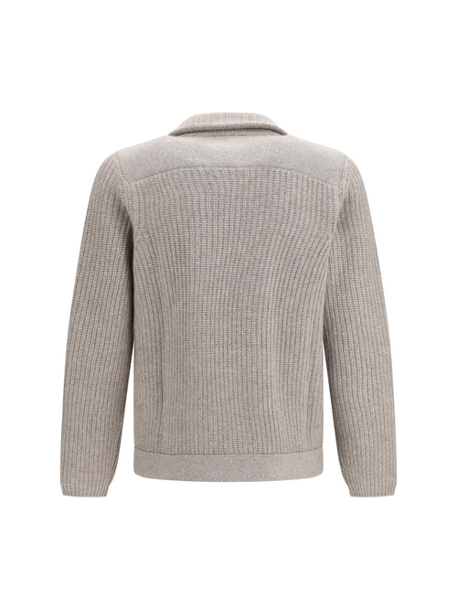 Brunello Cucinelli Marina Cardigan in English Rib Cashmere - Roccia