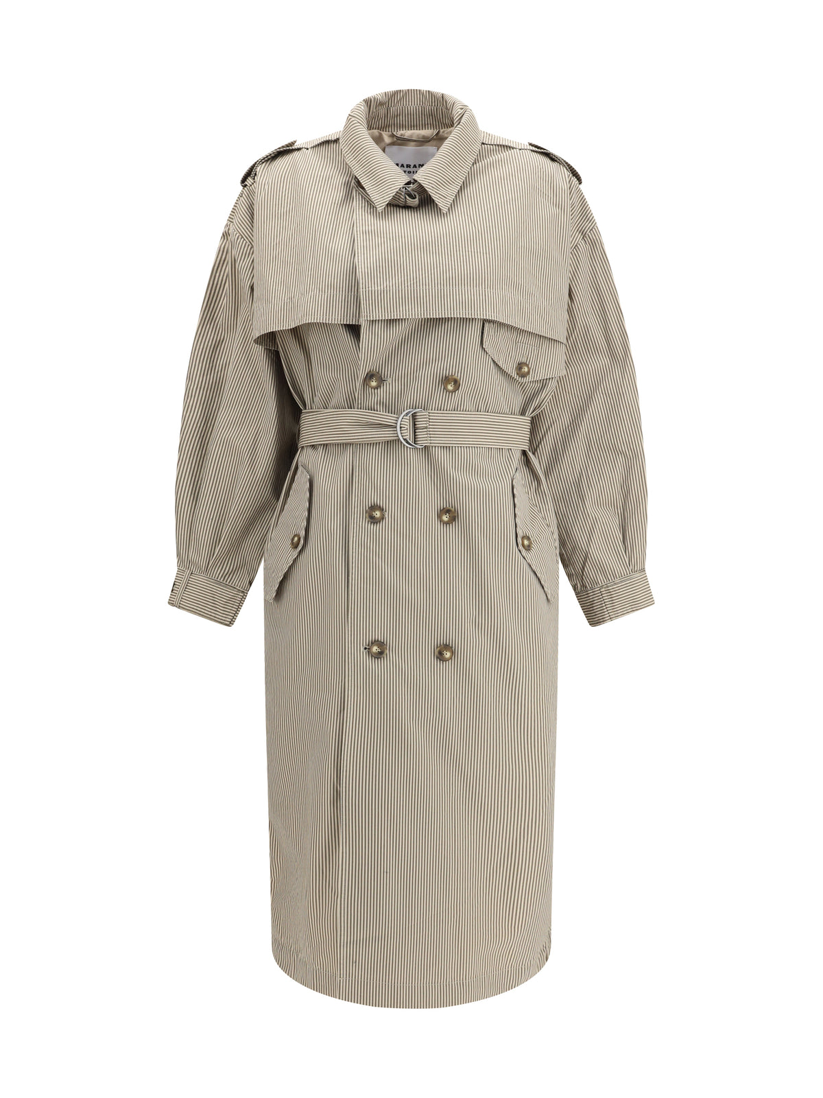 Marant Étoile Chilma striped Coat - Beige/Khaki