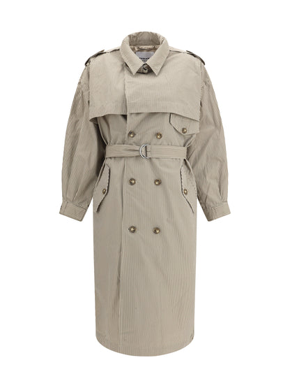 Marant Étoile Chilma striped Coat - Beige/Khaki