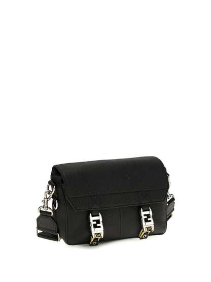 Fendi Flow Romano leather Crossbody Bag - Black