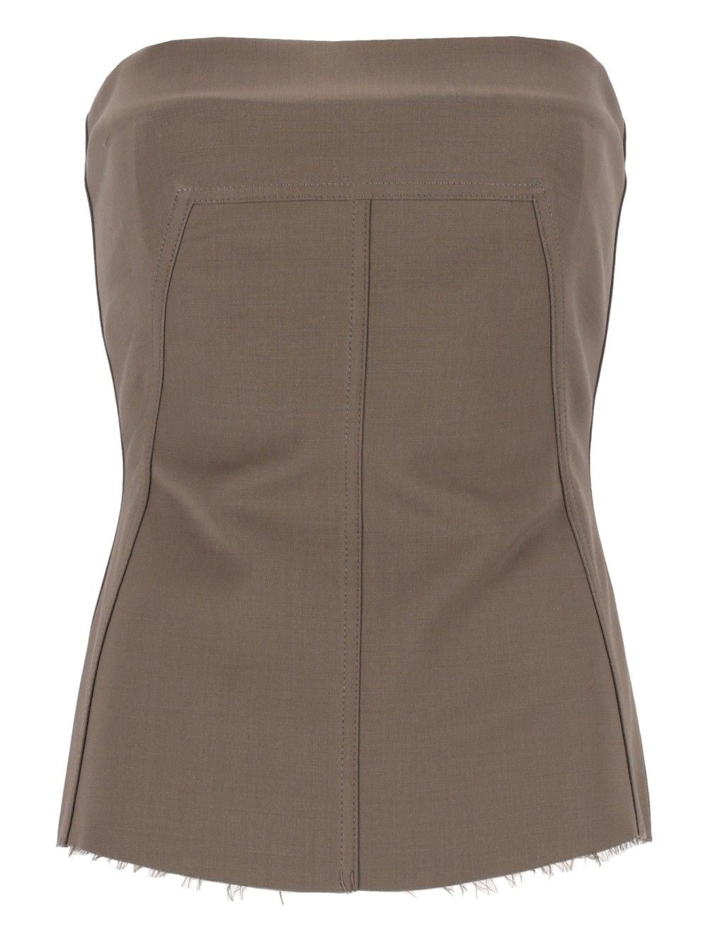 Rick Owens Stretch Wool Bustier - Brown