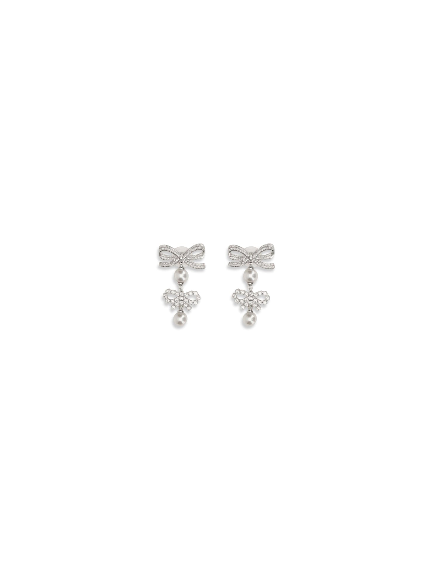 SELF-PORTRAIT Double Bow Pearl Earrings