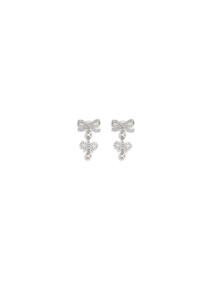 SELF-PORTRAIT Double Bow Pearl Earrings