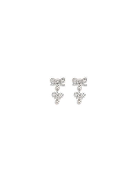 SELF-PORTRAIT Double Bow Pearl Earrings
