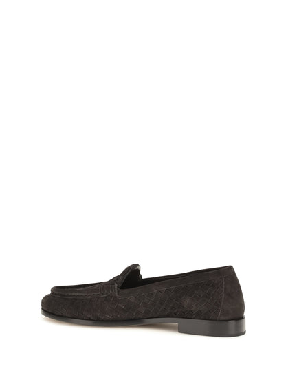 Bottega Veneta Silenzio Intrecciato Loafers - Espresso