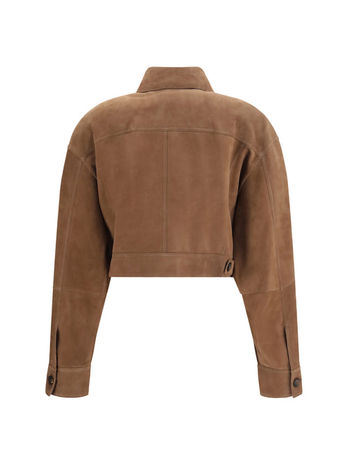Brunello Cucinelli Cropped suede Jacket - Mauve