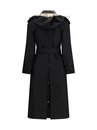 BURBERRY Long nylon Car Coat with hood