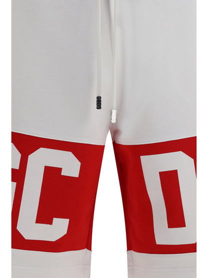 GCDS Band Logo Sweat Shorts - Optic White/Red