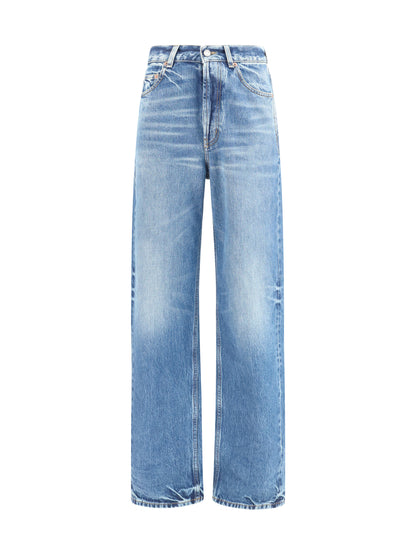 Saint Laurent High waisted wide leg Jeans in denim - Thunder Blue