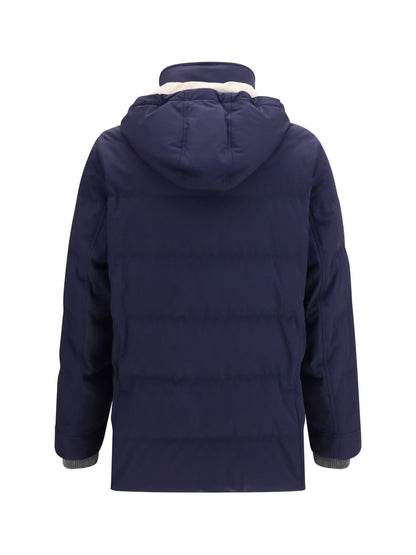 Brunello Cucinelli Nylon hooded Jacket - Cobalto+Piombo