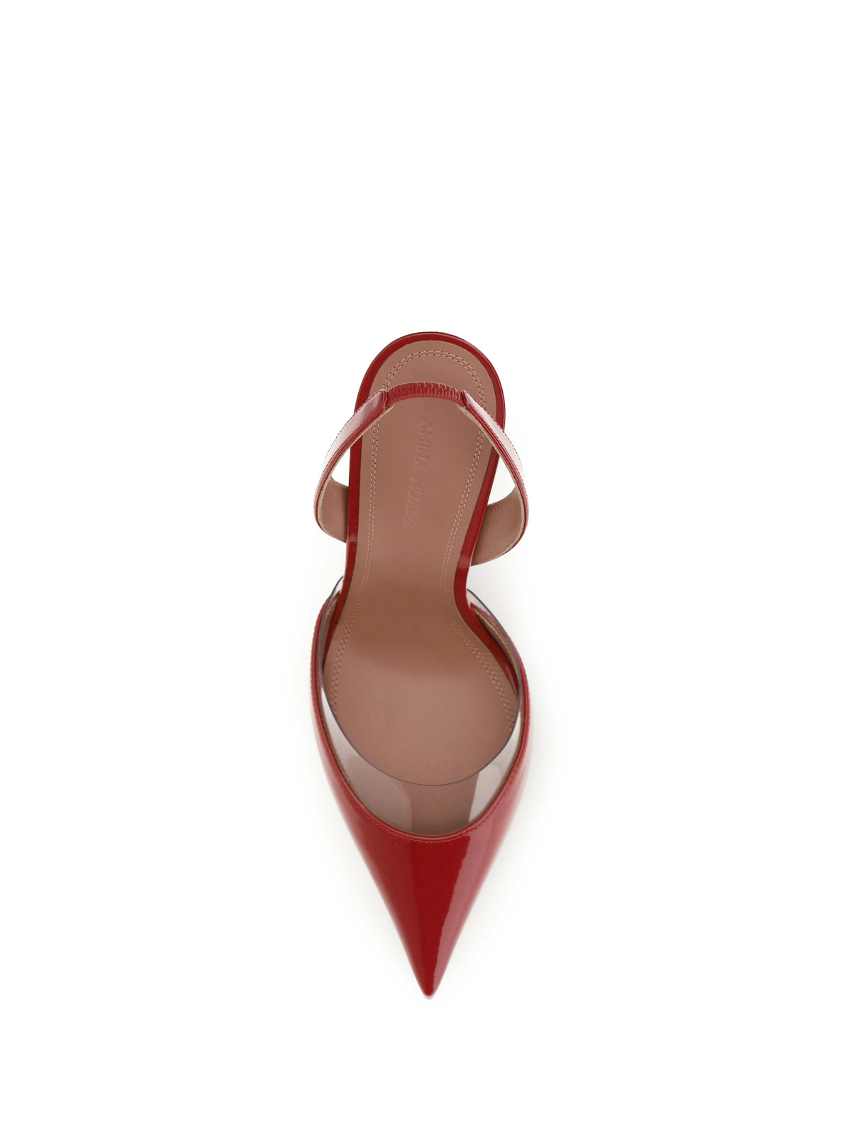 Amina Muaddi Lara Slingback Pumps - Winter Red Patent + Transparent Pvc