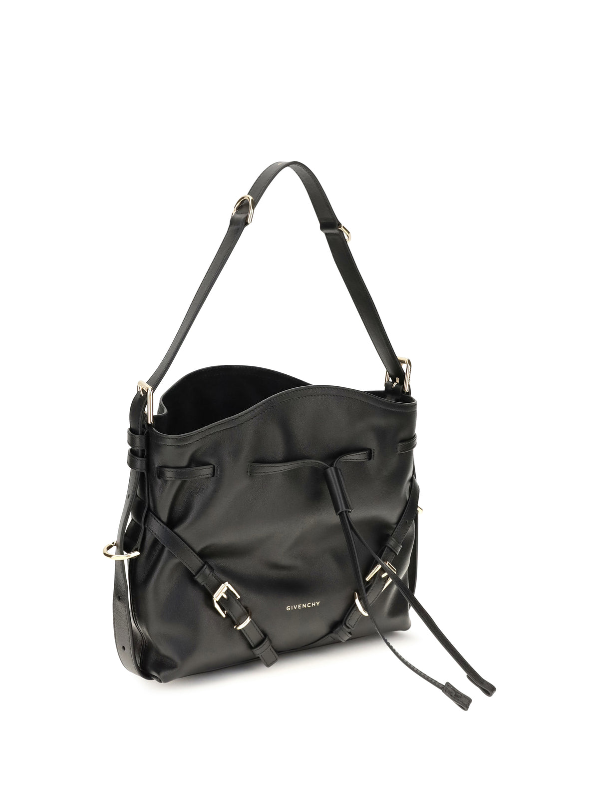 Givenchy Small Voyou Bucket Handbag in glossy leather - Black