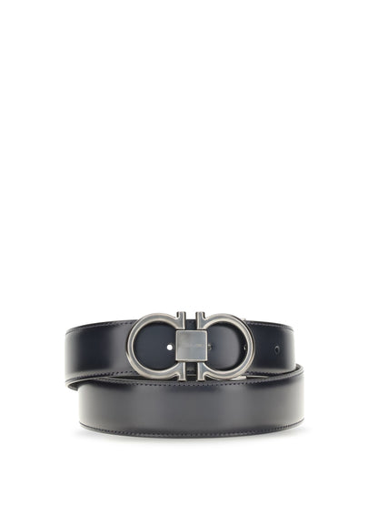 Ferragamo Reversible and adjustable Gancini Belt - Blue
