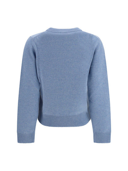 Ganni Flowers wool Sweater - Blue Bonnet