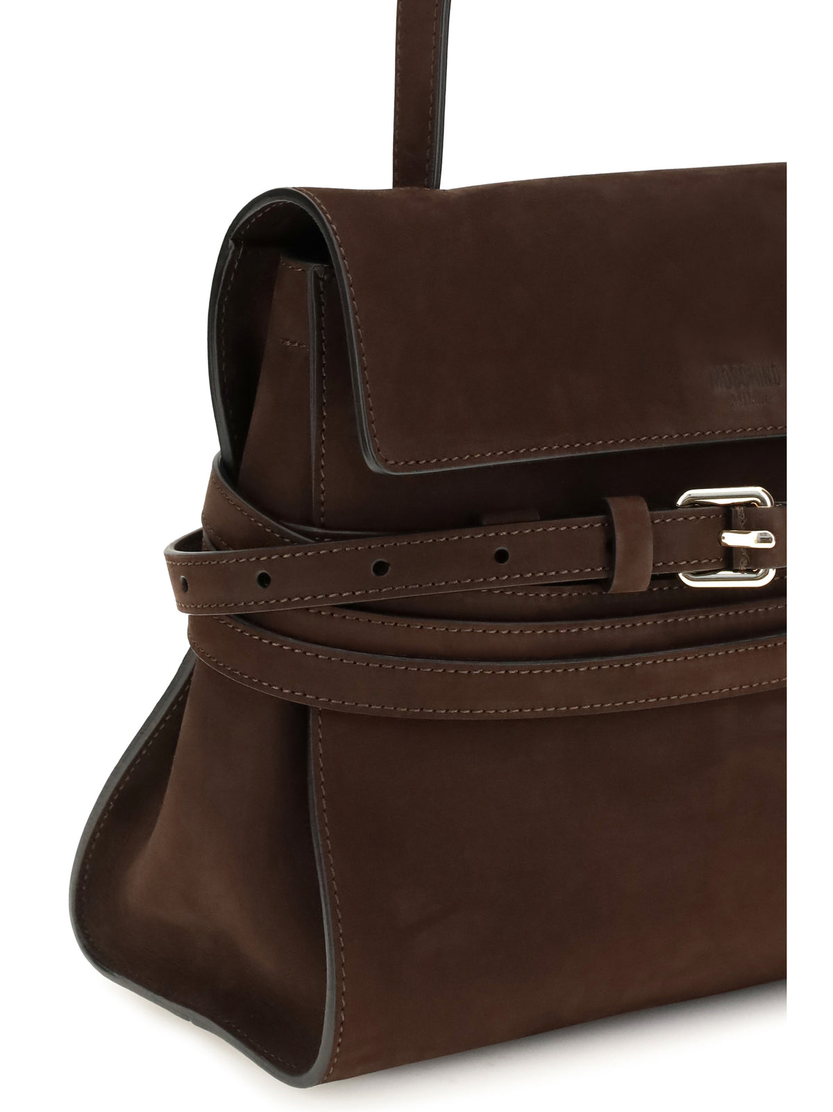Moschino Medium Top Handle Bag with buckle detail - Cioccolato