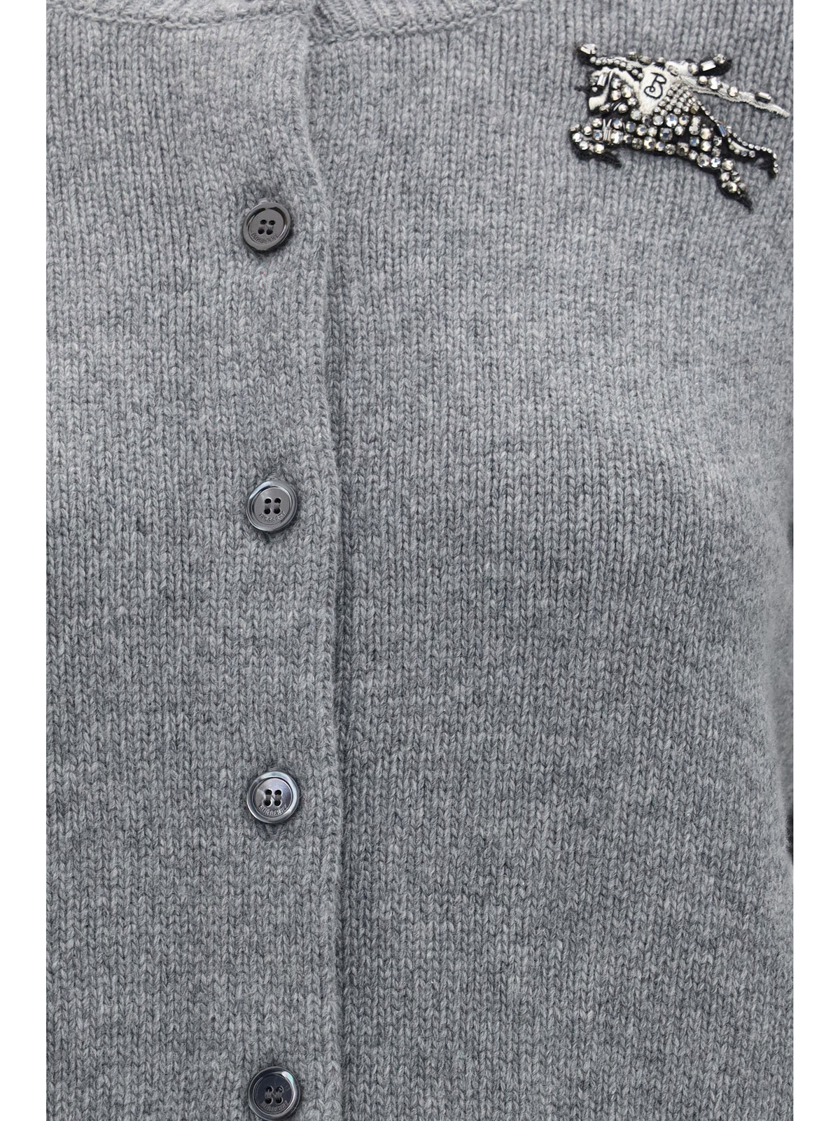 Burberry Wool and cashmere Equestrian Knight logo Cardigan - Grey Melange