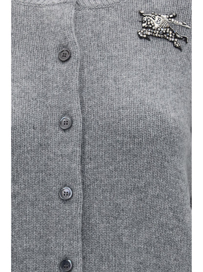 Burberry Wool and cashmere Equestrian Knight logo Cardigan - Grey Melange