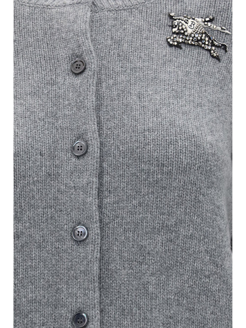 Burberry Wool and cashmere Equestrian Knight logo Cardigan - Grey Melange