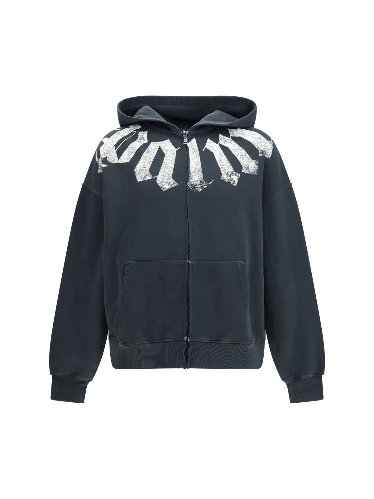 Palm Angels Hooded zip Sweatshirt - Black-Off White