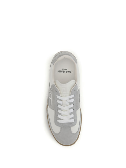 Balmain Swan Sneakers in suede and smooth leather - Gris Clair/Blanc