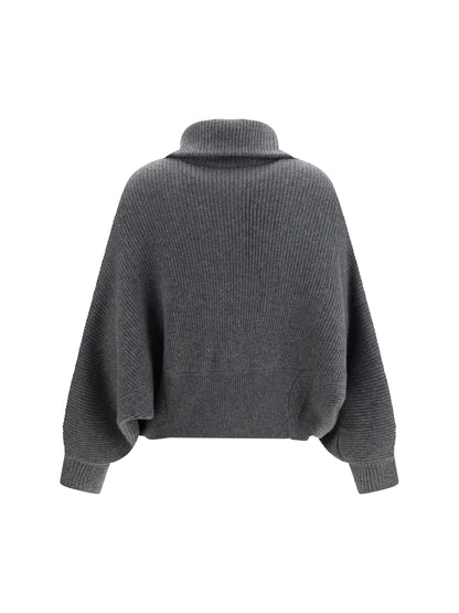 Brunello Cucinelli High neck cashmere Cardigan - Piombo