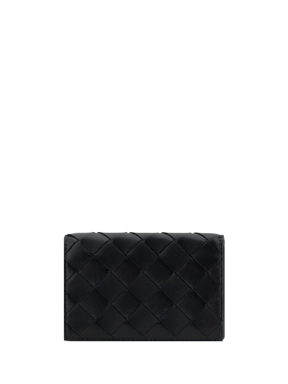 Bottega Veneta Leather Card Holder - Black-Gold