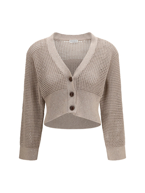 Brunello Cucinelli Sequined mesh Cardigan - Deserto