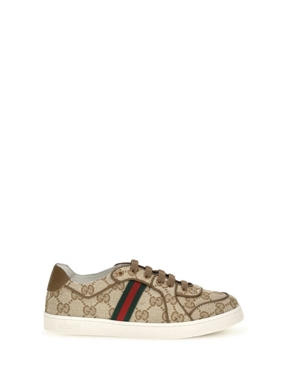Gucci GG monogram Sneakers with Web detail for Boy - Vint.Sand/Cashew/Vrv