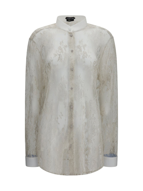 Tom Ford Lace Shirt with floral embroidery - Silver