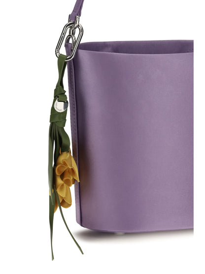 Self-Portrait Satin Bucket Bag - Lilac